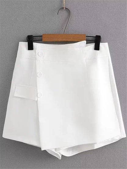 Plus Size Women's Skirt Non-Stretch Summer Black Miniskirt Asymmetric Stitching Decoration Short Skirt With Zipper On The Back
