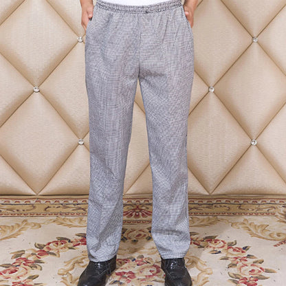 Chef Pants Men with Casual Baggy Cook Pant Waiter Work Uniform Wear-resistant Skin-friendly Cotton Clothing Houndstooth