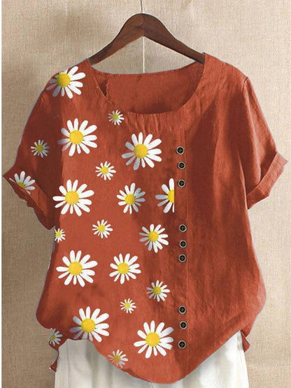 2024 Women's New Summer Fashion Casual Loose Round Neck Printed T-shirt Short Sleeve Top Loose Shirt Plus Size Available