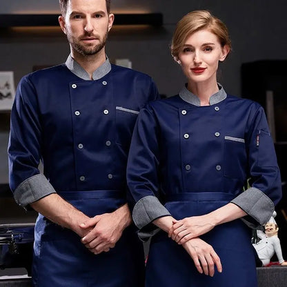 long Sleeve Chef Uniform Restaurant Professional Clothes Cooking Waiter Coat Outfit Kitchen Work Jackets Cook Wear Solid Color