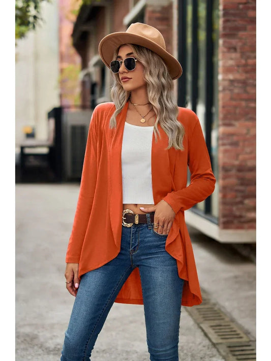 2024 Autumn New Women's Top Long Sleeve Women Cardigan Solid Color Loose Cropped Cardigan Leisure Knitted Cardigan Tops Sweater