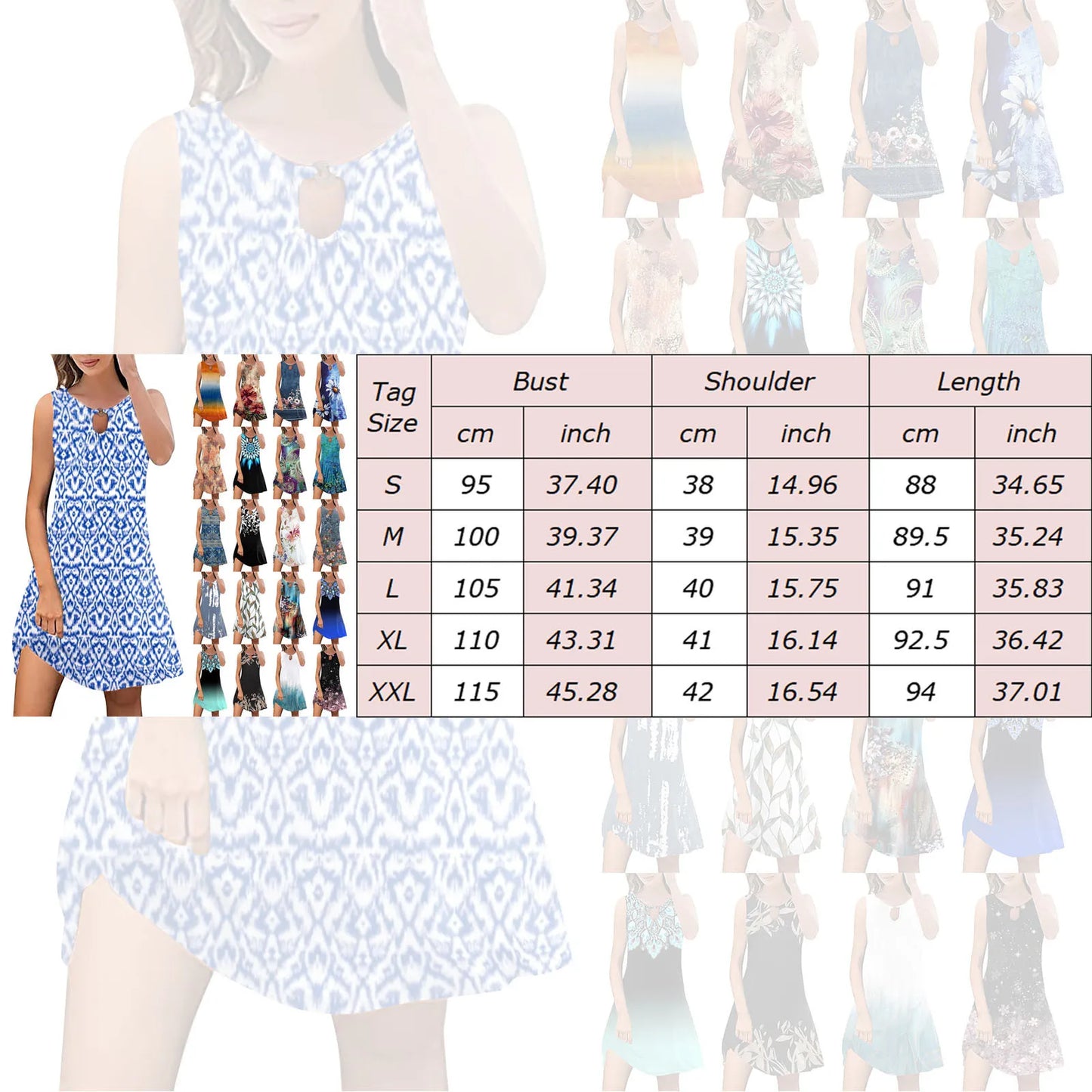 Women'S Floral Printed Casual Outfits Sleeveless Swing Dress Temperament Vacation Comfy Aline Sundress Vestidos Para Mujer