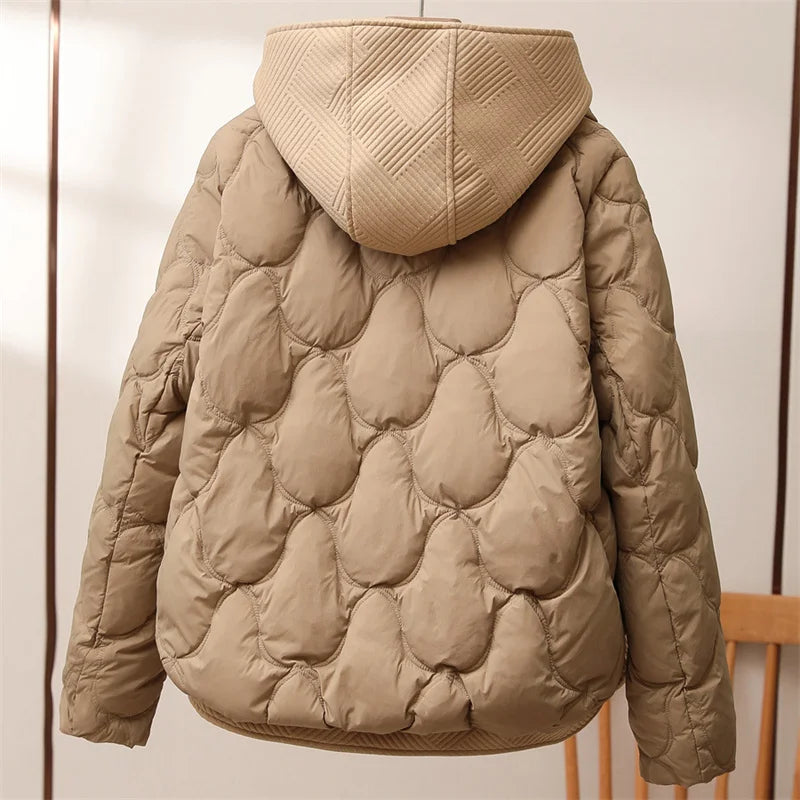 New Winter Jacket Women Warm Parkas Female Fake Two-piece Long Sleeve Casual Cotton Padded Jacket Hooded Outwear Ladies