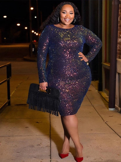 Chic Elegant Women Dresses Ladies Sequin Dress Slinky Plus Size Sexy Dress 30th Birthday Party Supplies Wholesale Dropshipping