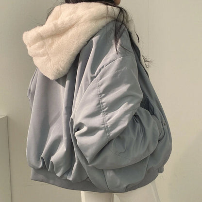 Autumn Thicken Parkas Women Casual Hooded Jacket Winter Comfortable Double-Layer Korean Style Simple Solid Warm Cute Coats