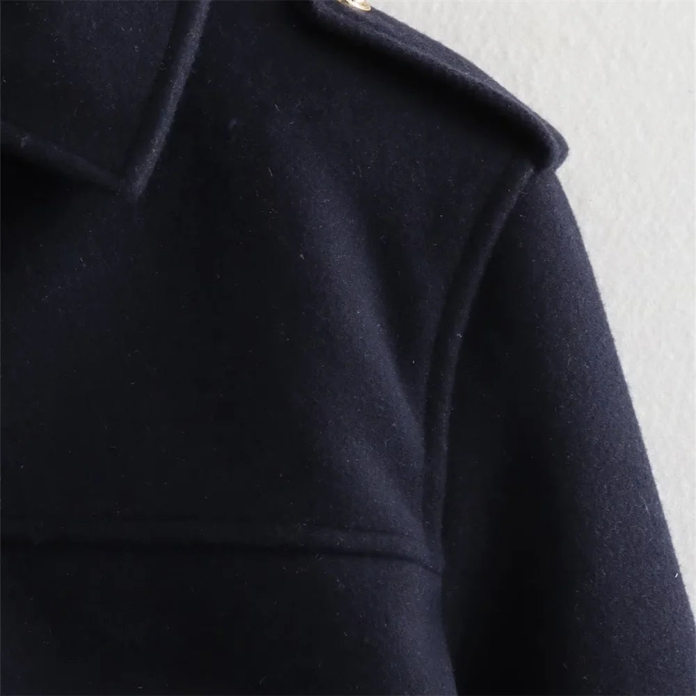 UNIZERA 2023 Autumn/Winter New Product Women's New Fashion Casual Gold Buckle Soft Polo Jacket Coat