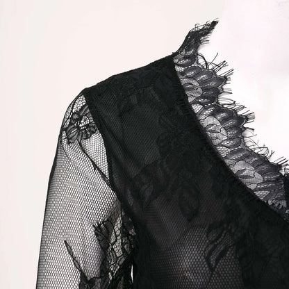 Party Dresses For Women Floral Lace Embroidery Long Sleeve V Neck Bridesmaid Wedding Evening Long Sleeve Summer Dresses Vestido