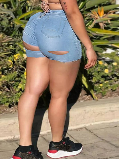 Plus Size Womens High Waist Ripped Hole Short Jeans Washed Distressed Sexy Denim Shorts Hot Sexy Summer Shorts Jeans ouc1502