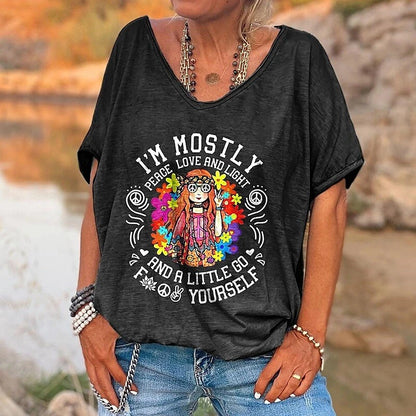 Women's T Shirt Vintage Letter Print Short Sleeve Daily Weekend Basic Girls V Neck Tshirt Female Clothing Oversized Summer Tops