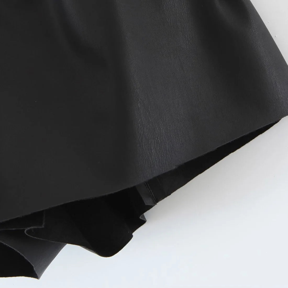 Fashion Elastic Waist PU Wide Leg Shorts Plus Size Women Clothing Good Quality Autumn Winter  Stylish A-Line Leather Bootcut