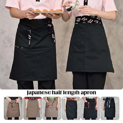 Japanese Style Chef Apron Cuisine Half Apron Unisex Kitchen Chef Restaurant Ramen Sushi Shop Hotel Bakey Waiter Work Uniform