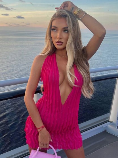 Dresses Backless Women's Clothing Sexy Buttocks Wrapped Skirts Hanging Neck Dresses Party Outfits Summer Sexy Ladies Frock 2024