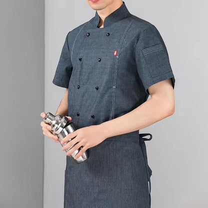 Chef Jacket Men Women Long Sleeve Cook Coat Unisex Kitchen Clothes Pastry Restaurant Waiter Uniform