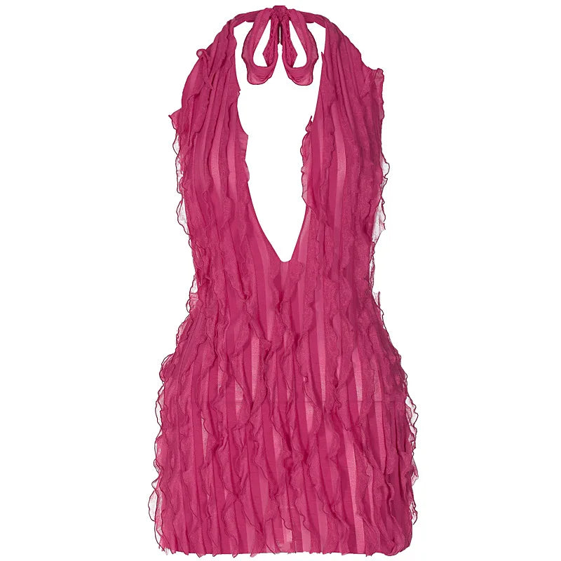 Dresses Backless Women's Clothing Sexy Buttocks Wrapped Skirts Hanging Neck Dresses Party Outfits Summer Sexy Ladies Frock 2024