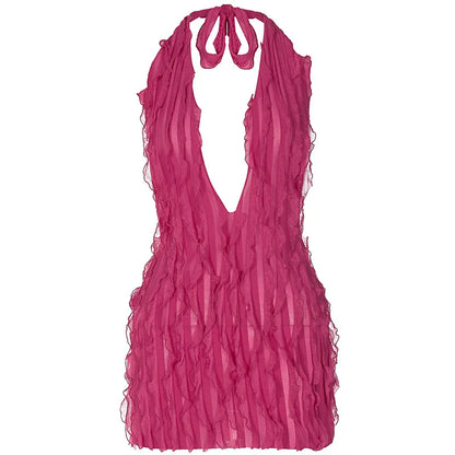 Dresses Backless Women's Clothing Sexy Buttocks Wrapped Skirts Hanging Neck Dresses Party Outfits Summer Sexy Ladies Frock 2024