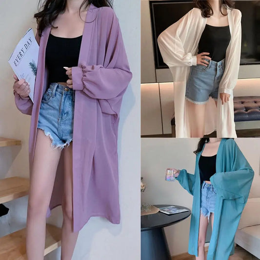 2020 Bohemian Summer Beach Wear Long Kimono Cardigan chiffon Tunic Women Tops Blouse Shirt Sarong plage