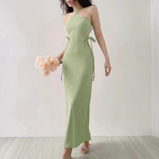Fashion Knitted Dress for Women Long Sleeve Party Vintage Dress Slim Mini Fairycore Slash Neck New Autumn Winter Dress