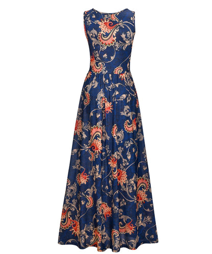 Summer 2024 Sundress O Neck Print Female A-line Beach Bohemian Women Dresses Sexy Boho Elegant Long Dress Robe