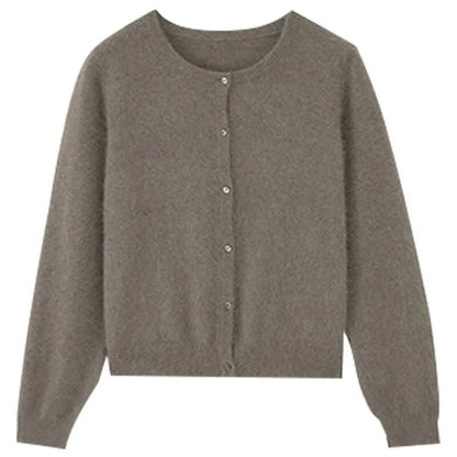 Cashmere Sweater Cardigan Women Single Breasted Long Sleeve Elegant Vintage Jumper Solid Wool Knitted Autumn Winter Outwear Tops