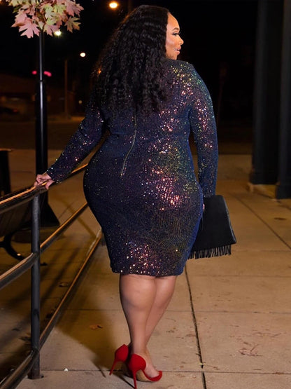 Chic Elegant Women Dresses Ladies Sequin Dress Slinky Plus Size Sexy Dress 30th Birthday Party Supplies Wholesale Dropshipping