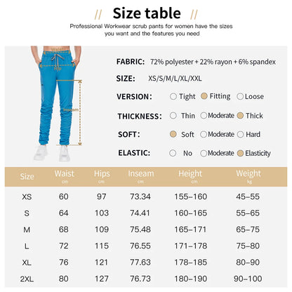 Medical Uniform Pet Trousers Elastic Belt Slim Fit Spa Beauty Hospital Work Pants Solid Color Medical Scrub Surgical Pants Women