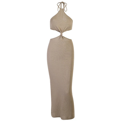 Sexy Summer Vacation Outfits Knitted Halter Maxi Dresses for Women Elegant Dress Sets Holiday Beach Sundresses JY21056PF