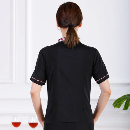 Wholesale Supply Hotel Waiter Short Sleeve Female Summer Work Clothes Restaurant Tea House Hot Pot Shop Uniform Custom Logo