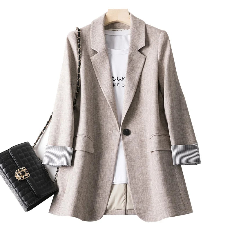 Fashion Business Plaid Suits Women Work Office Ladies Long Sleeve Spring Casual Blazer  New Jackets for Women Coats
