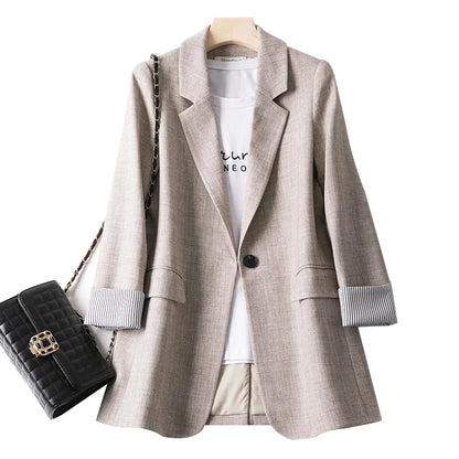 Fashion Business Plaid Suits Women Work Office Ladies Long Sleeve Spring Casual Blazer  New Jackets for Women Coats