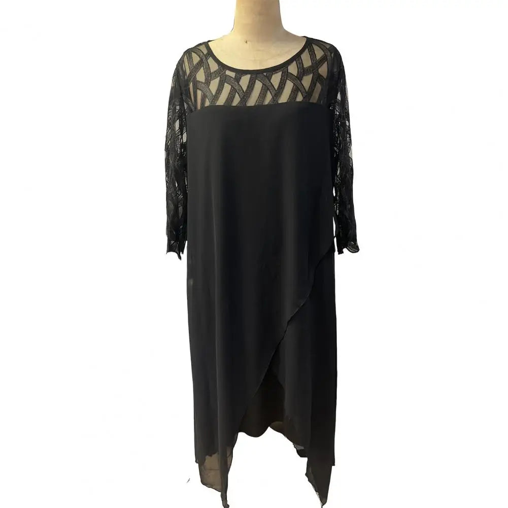 Autumn Dress Sexy Large Size Party Dress Mesh Prom Dress  Plus Size Women Dress Female Clothes