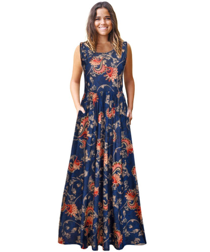 Summer 2024 Sundress O Neck Print Female A-line Beach Bohemian Women Dresses Sexy Boho Elegant Long Dress Robe