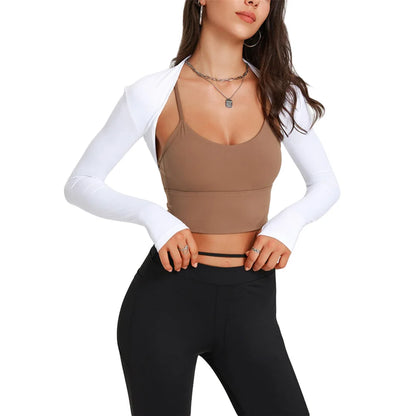 Women Solid Color Cardigan Thin Bolero Long Sleeve Open Front Shrug Tops Bodycon Slim Fit Cropped Cardigan Tops