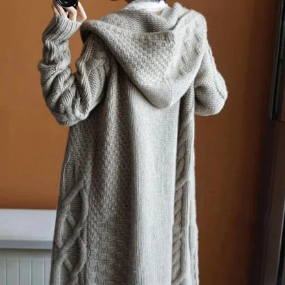 Women Sweater Midi Cardigans Autumn Winter 2023 Knitted Jackets Korean Loose Oversized Long Sleeve Casual Hooded Coats Basic New