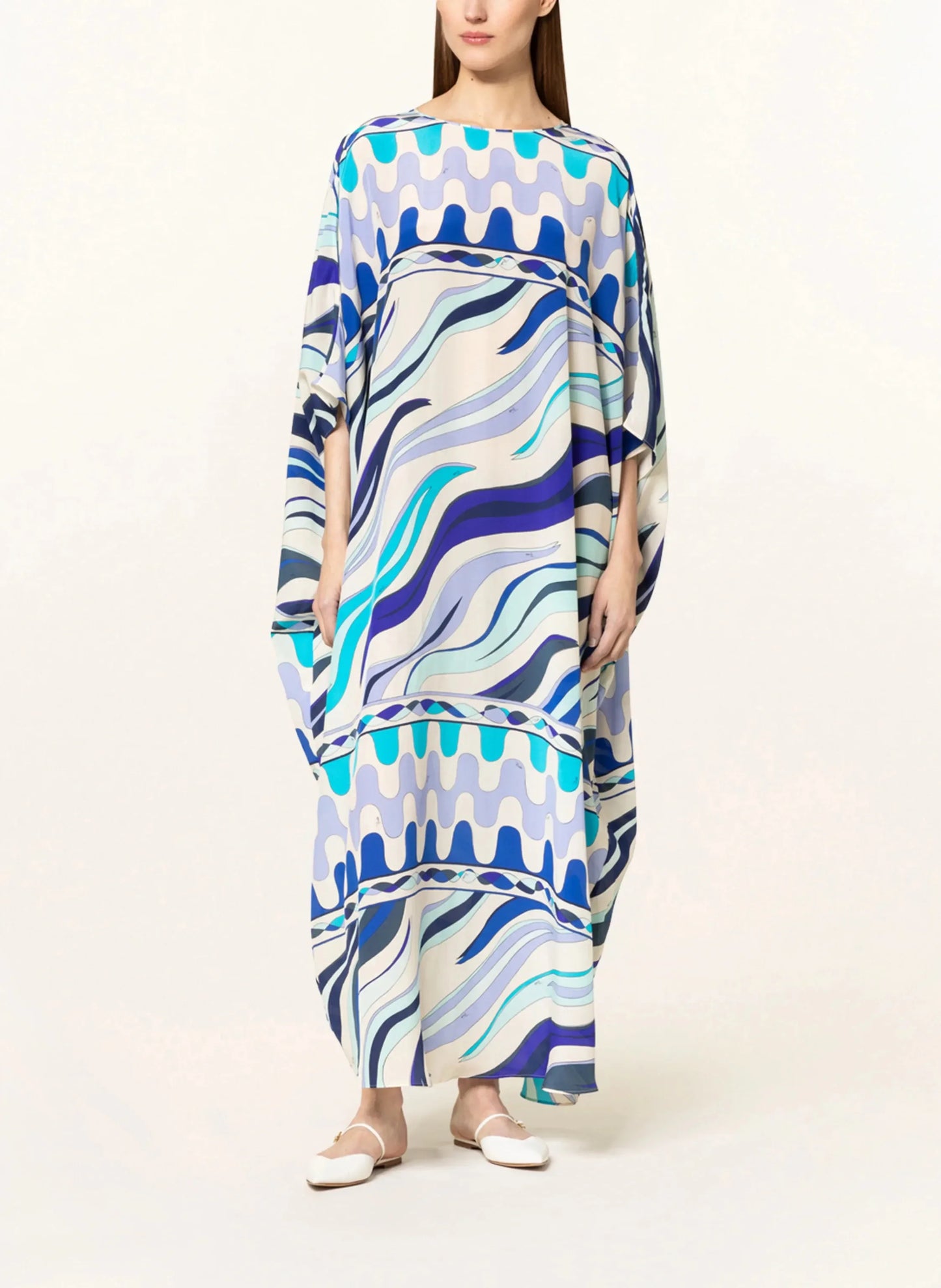 Floor Length Batwing Sleeve Round Collar Bohemian Print Elastic Over Size Dress Women New spring Vacation