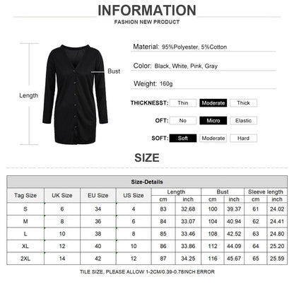 Women's Clothing Long Solid Color Casual Long Sleeve Cardigan 2024 Spring Summer Top Fashion Korean Outerwear Elegant Female Y2K
