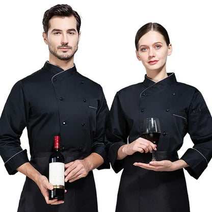 Classic Chef Jacket for Men Women Restaurant Waiter Waitress Uniform in Black and White