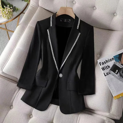 Autumn  Women's Blazer Paillettes Femme Summer Sunscreen Jacket White New Suit Jacket Women's Fashion Thin Black Cardigan