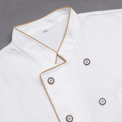 New Arrival Short Sleeve Kitchen Cooker Working Uniform Chef Jacket Double Breast Waiter Waitress Coat Cooking Clothes