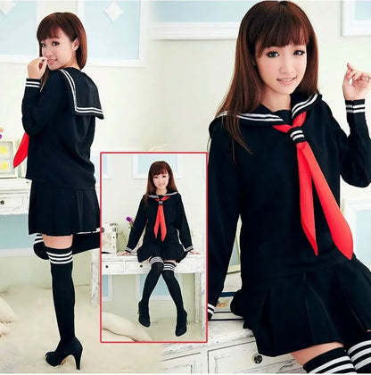 Classic Japanese School Girls Sailor Dress Shirts Uniform Anime Cosplay Costumes with Socks Set
