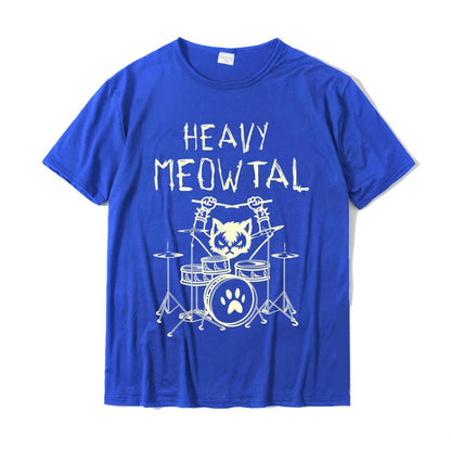 Heavy Meowtal Cat Metal Music Tshirt Women Men Gift Idea Funny Pet Owner T-Shirt Printed Shirt Pure Cotton Plus Size Tops