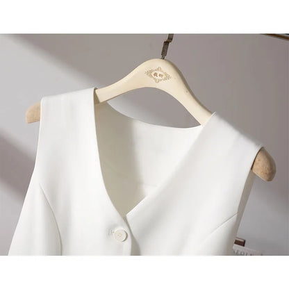 White Suit Vest Fall New Casual Slim Reduce Waist Sleeveless Short Jacket Simple Fashion Senior Sense of Vest for Women