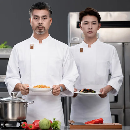 New Man Work Suit Restaurant Waiter Chef Jacket Woman Man Baker Uniform Cook Wear Baker Apron Waterproof Long Sleeve Chefs