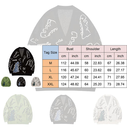 High Quality Korean Fashion Women Men Harajuku Knitted Cardigan Clothes Streetwear Cartoon Pullover Shirt Oversize Wool Sweaters