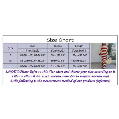 Knitted Hollow Out Dress Women's Striped Print Contrast Color Beach Vacation Long Dress Cover Up Maxi Dress For Women Vestido