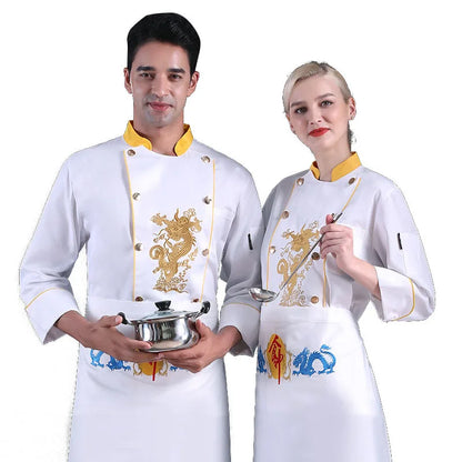 C352 Chef's Work Clothes Men's Long Sleeved Waiter Jacket Adult Chef Uniform Catering Restaurant Cake Point Baker's Back Kitchen