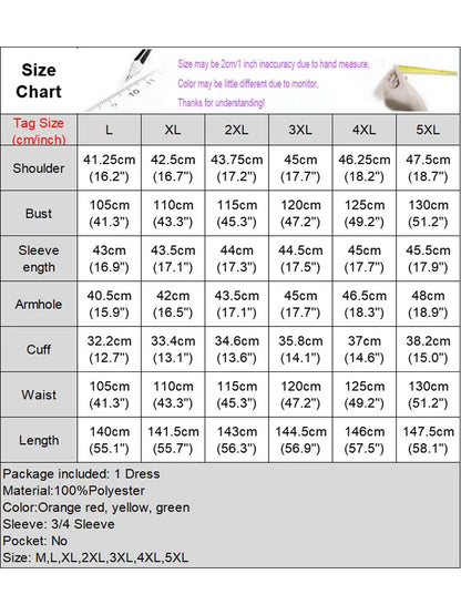 Plus Size VONDA 2024 Sumemr Dress Women Maxi Long Party Sundress Casual Loose 3/4 Sleeve Retro Printed Vestido Oversized Robe