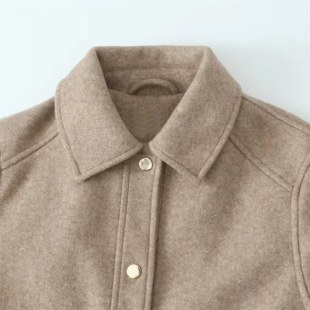 UNIZERA2023 Autumn New Women's Casual Polo Collar Long Sleeve Texture Fashion Versatile Jacket Coat
