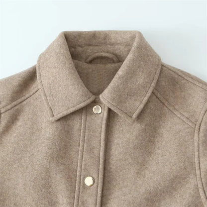 UNIZERA2023 Autumn New Women's Casual Polo Collar Long Sleeve Texture Fashion Versatile Jacket Coat