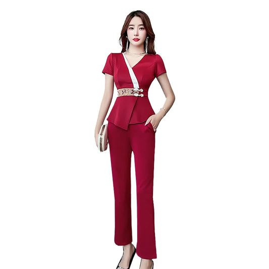 Beauty Salon Uniform Foot Therapy Waitress Elegant Ladies' Overalls Sauna Massage Clothing Beautician Top Pants Two-piece