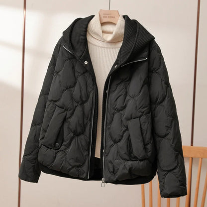 New Winter Jacket Women Warm Parkas Female Fake Two-piece Long Sleeve Casual Cotton Padded Jacket Hooded Outwear Ladies